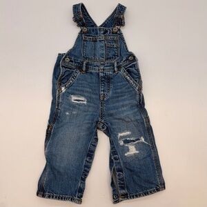 Baby Gap 1969 Denim Overalls 18-24 Months Distressed Jean Bib Romper Toddler